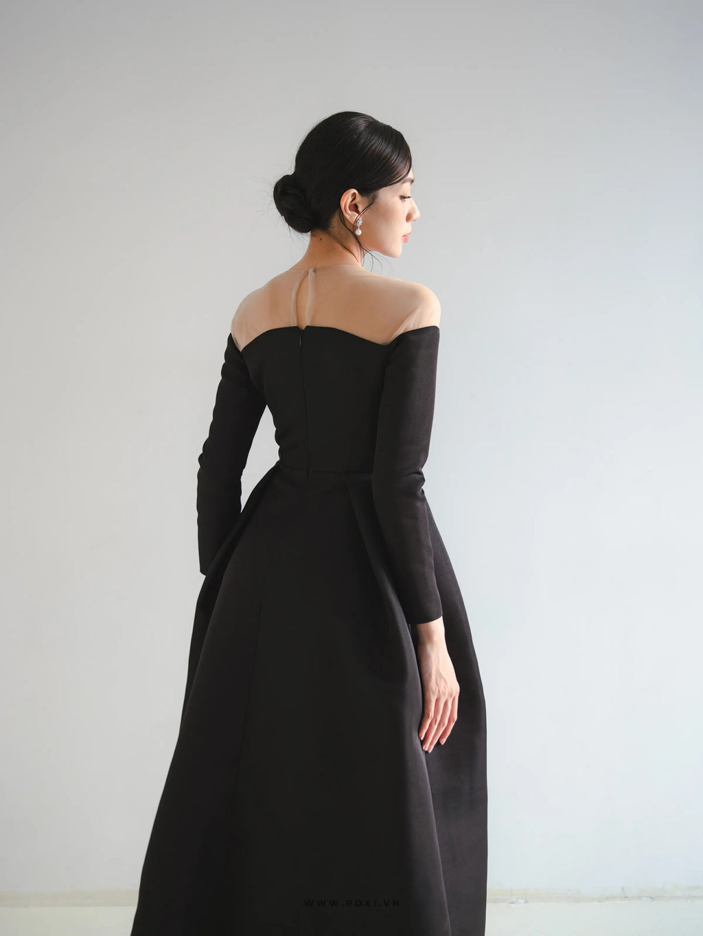 Đầm midi tay dài váy Aline xếp ly tạo kiểu - D1959 Regular