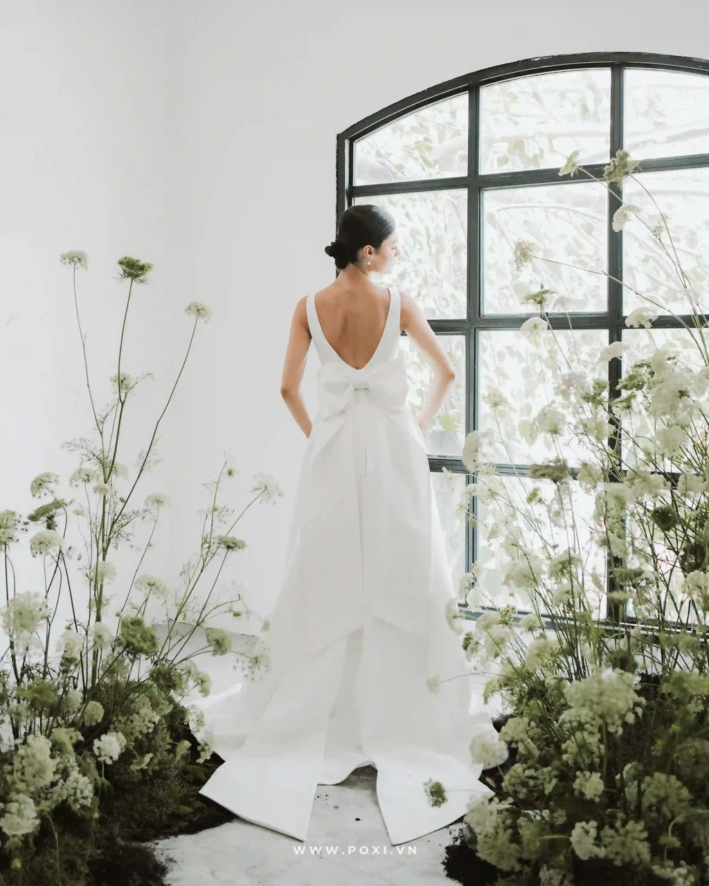 Princess wedding gowns with boat neck and detachable bow belt - D1717 - POXI