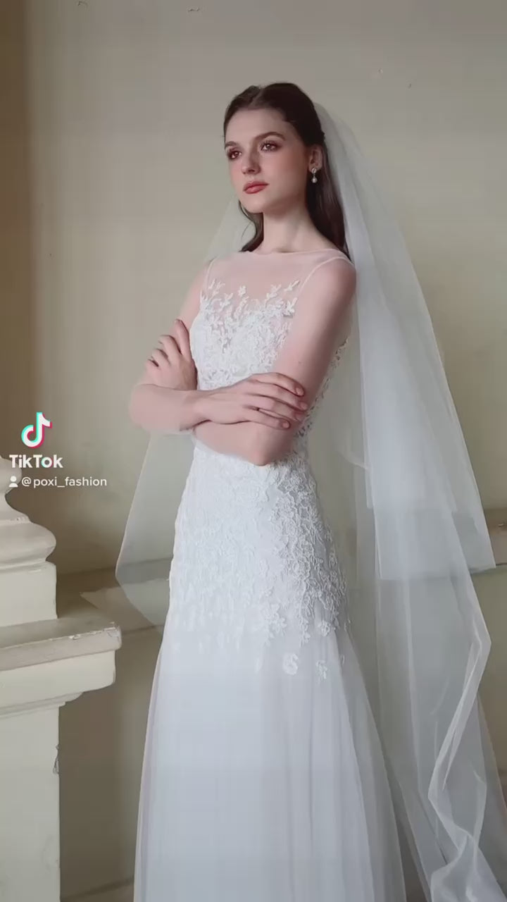Đầm lướí đính ren, dáng váy xòe ôm nhẹ hông - D1763